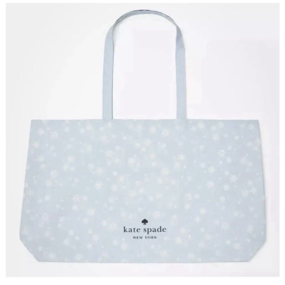 Kate Spade Blue Floral XLarge Shopping Tote Blue White Snowflake
